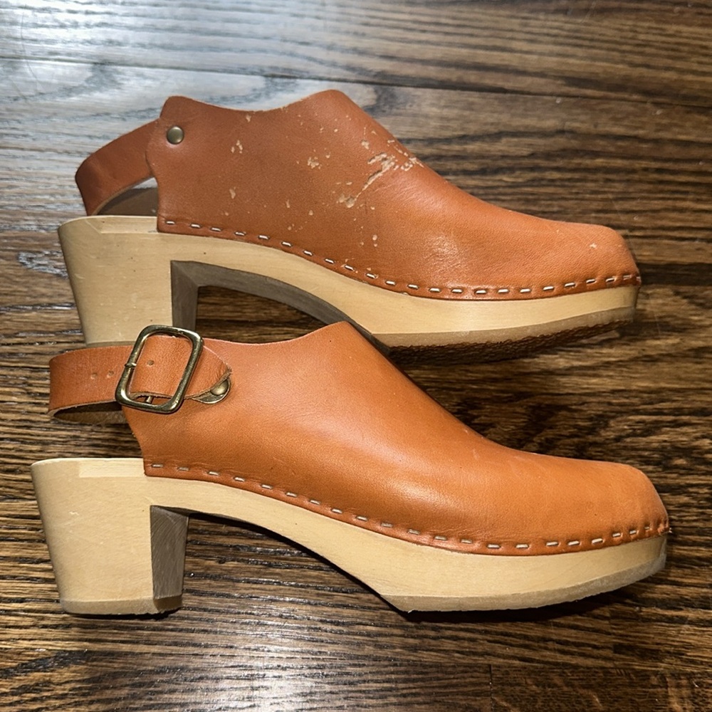 Classic Bryr Suzie Whisky Leather Clogs low heel 36 6.5 As is - Picture 6 of 11